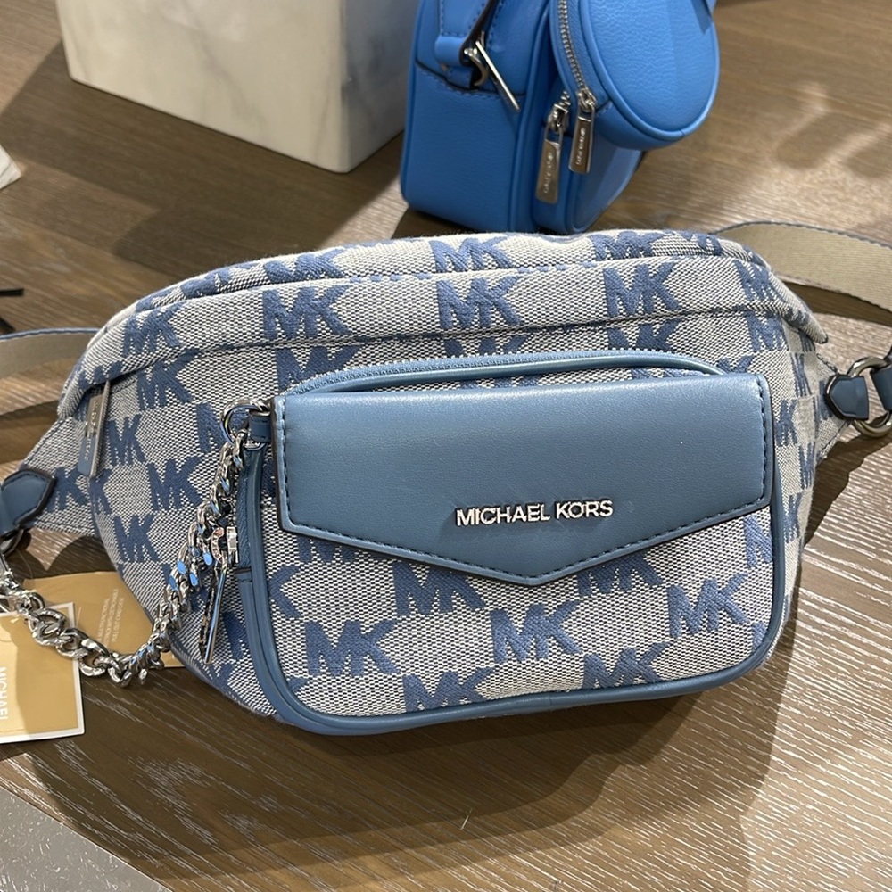 MICHAEL KORS
Maisie Large Logo 2-in-1 Sling Waist Fanny Pack Crossbody 
Denim/ - Picture 3 of 16